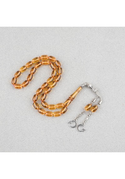 Ateş Kehribar Kapsül Kesim Alpaka Püsküllü 7x11mm Tesbih 25545545