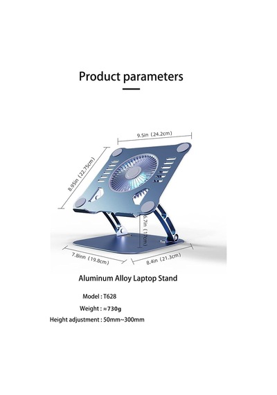 Ht-02 Metal Laptop Standı Yükseklik Ayarlı Fanlı Premium Serisi Notebook Tutucu Alüminyum Apple Uyumlu MacBook Yükseltici 10-17 İnch