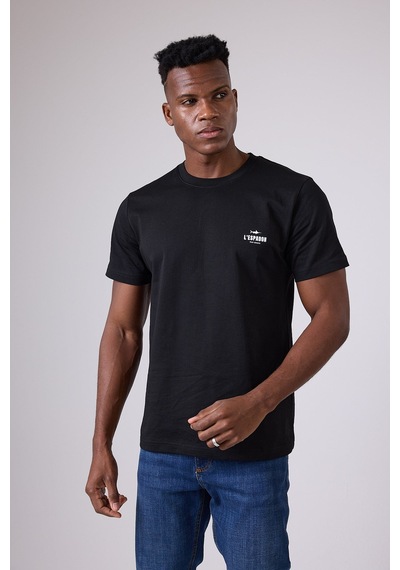 Marıne Tee Deniz Temalı Ribana Bisiklet Yaka Pamuk T-shirt-3144 SIYAH