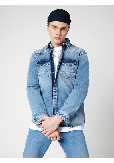LOFT Slim Fit Erkek Gömlek U.kol Lf2032758 Q1.v1 Denim LOFT Slim Fit Erkek Gömlek U.kol Lf2032758 Q1.v1 Denim