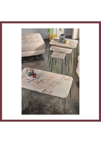 Storeşahin Zigon Sehpa Kr Ve Orta Sehpa Kr Set Siyah Ayak Efes Tel 1103 Shn0720