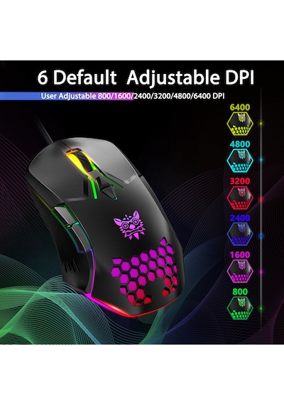 Onikuma CW902 Kablolu RGB Aydınlatmalı Optik Oyuncu Mouse
