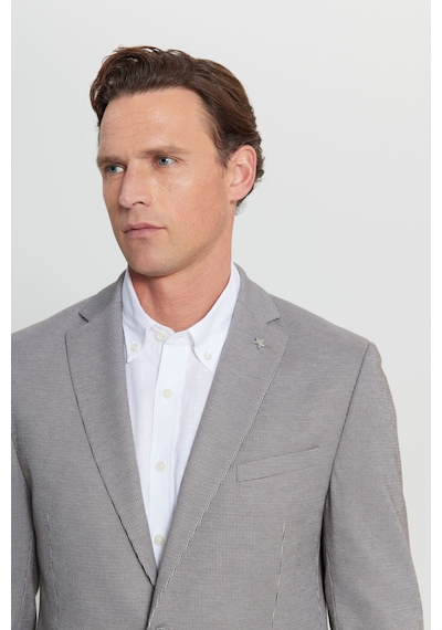 AC&Co / Altınyıldız Classics Erkek Vızon 360 Her Yöne Esneyen Slim Fit Dar Kesim Çizgili Kapak Cepli Blazer Ceket Vizon