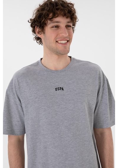 U.S. Polo Assn. Erkek Comfort Fit Bisiklet Yaka Gri Melanj Tişört 50306017-VR086