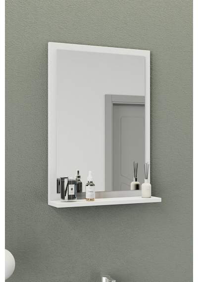 Biani Fix Arya 55 Cm Banyo Dolabı,Seramik Lavabolu, Aynalı,Lavabo Dahil,Mdf,Mat Beyaz