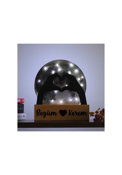 Led Işıklı Pleksi Dolunay Kişiselleştirilebilir Dekoratif Biblo Holly Kalp Anahtar Askılığı Gri - 737348111 Gri