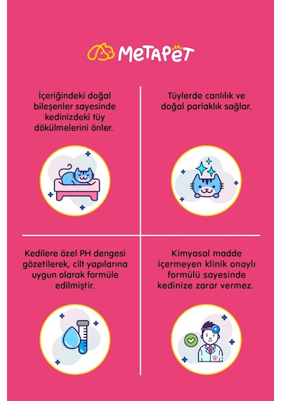 Metapet Kedi Tüy Dökülmesi Karşıtı Kuru Köpük Şampuan E Vitaminli 200 ML