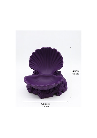 Deniz Kabuğu Tasarımlı Takı Standı - Dekoratif Mücevher Düzenleyici - Desenli Estetik Masa Üstü Obje Mor