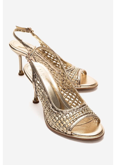 Luvishoes Bonıto Altın Örgü Kadın İnce Topuklu Ayakkabı