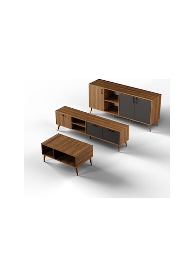 Mezza Set 1581-2070-1620 Exxen (AHŞAP AYAKLI) Tv Ünitesi - Orta Sehpa - Konsol Seti Ürgüp - Antrasit Mezza Set 1581-2070-1620 Exxen (AHŞAP AYAKLI) Tv Ünitesi - Orta Sehpa - Konsol Seti Ürgüp - Antrasit