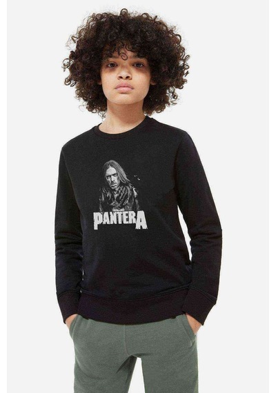 Tshirthane Pantera Dimebag Scratch Baskılı Unisex Çocuk Siyah Sweatshirt