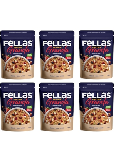 Fellas Vegan Protein Granola Kırmızı Meyveler 270 Gr X 6 Adet