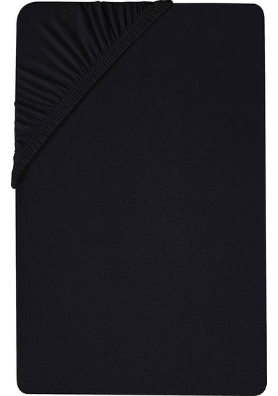 100 X 200 Cm Düz Pamuklu Tek Kişilik Lastikli Fitted Penye Çarşaf-siyah