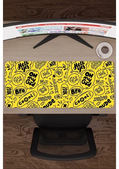 İllüstrasyon Kaymaz Dikişli Kauçuk Oyuncu Mousepad V1 - 70x30 Xl Gaming Mouse Pad Fare Altlığı