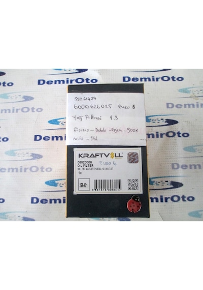 6000626025K Yağ Filtresi 1,3 Euro6 Egea-Doblo-Fiorino KRAFTVOLL