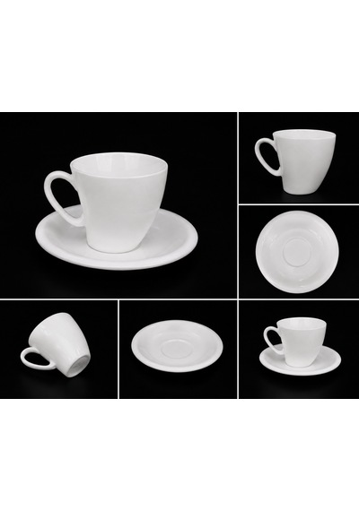 Corcuhome Curve Porselen 2 Li Tabaklı Kupa 4 Parça 200 Ml Beyaz