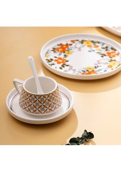 Emsan Teraryum Multicolor 32 Parça 6 Kişilik Kahvaltı Takımı Beyaz