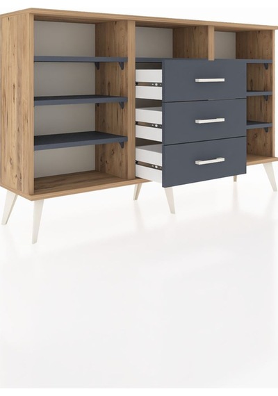 Arges Konsol 7 Raflı 3 Çekmeceli 132x30x83 Çam-antrasit/antrasit Antrasit/antrasit Arges Konsol 7 Raflı 3 Çekmeceli 132x30x83 Çam-antrasit/antrasit Antrasit/antrasit