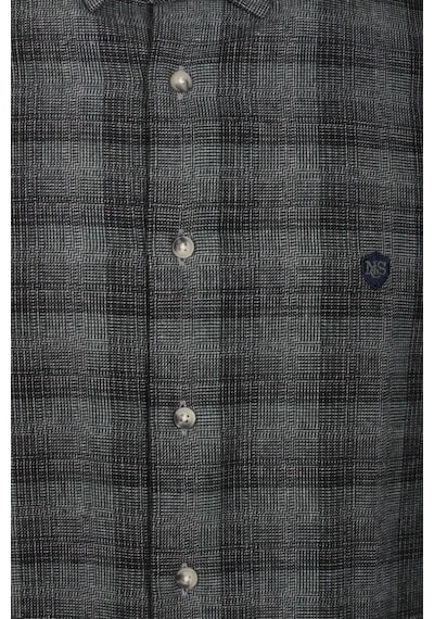 Erkek Gömlek Haki Uzun Kol Ekose Kareli Flanel Yün Tuşeli Slim Fit Düğmeli Yaka Shirt Ncs Jeans 7266-haki Haki