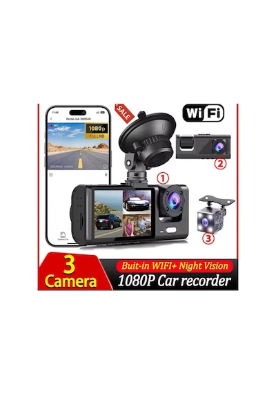 Cj Üç Kameralı Wi Fi Araç İçi Kamera - Gps Takip & G-sensor Özellikli Güvenlik Çözümü