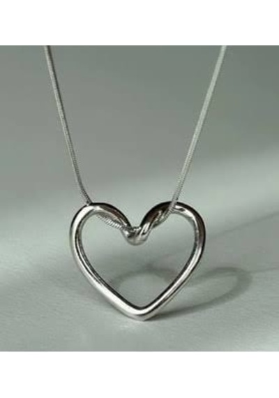 Stainless Steel Çelik Kolye Sade Kalp Gümüş