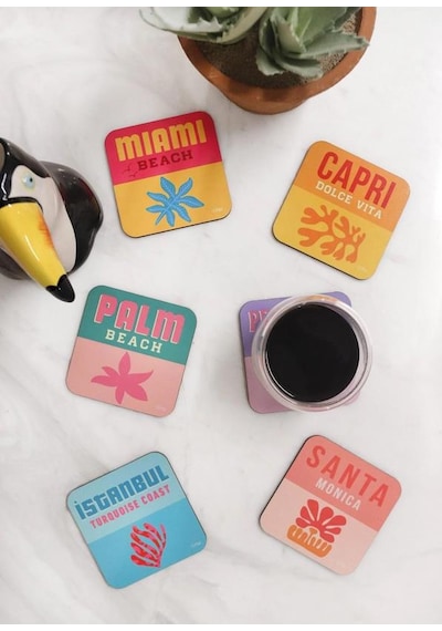 The Mia Brk0129 Holiday Bardak Altlığı 6 Lı Set Çok Renkli