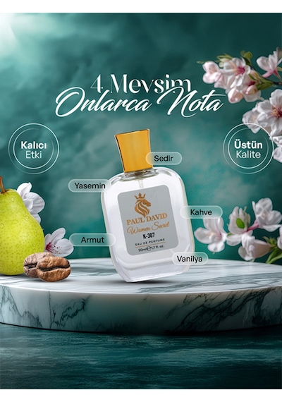 Hediyelik Set Özel Kadın Edp Parfüm Ve Mor Deri Kartlık- Vanilya, Kahve, Armut Notalari, K-307-1 Amber