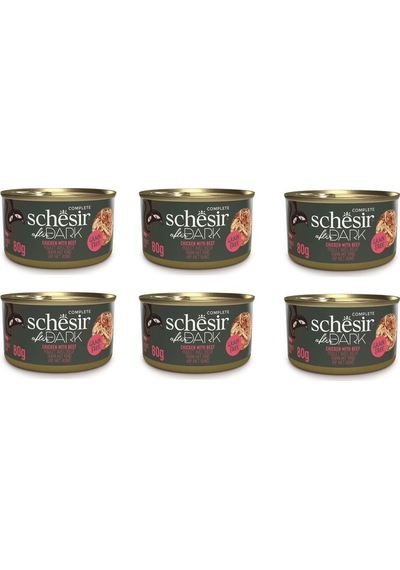 Schesir After Dark Parça Etli Tavuk Ve Sığır Etli Kedi Konserve 80 Gr. X 6 Adet