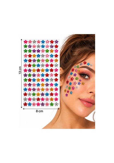 Çiçekler Yapışkanlı Yüz Taşı Face Gems Taşlı Yüz Ve Vücut Süsü