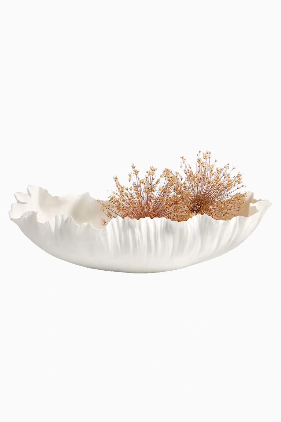 Crate & Barrel Asimetrik Kenar Mat Beyaz Porselen Dekoratif Kase