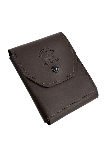 David Polo Hakiki Deri Bol Kartlıklı Kullanışlı Unisex Kartlık Cüzdan Acı Kahverengi