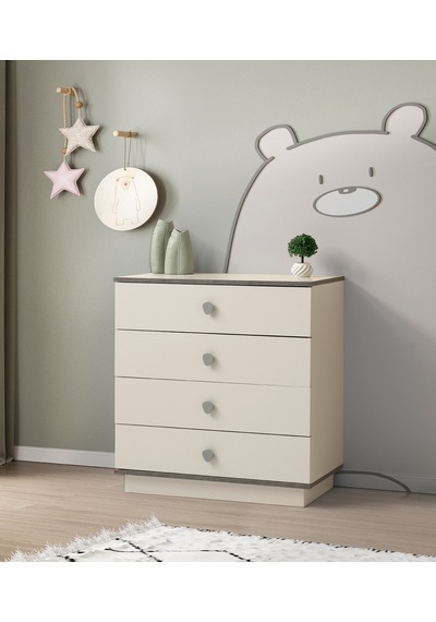 Çakıltaşı 4 Çekmeceli Şifonyer 85 47 90cm Krem