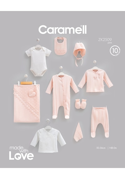 Caramell Very Nice 10 Parça Hastane Çıkışı Zıbın Seti Pembe renkli