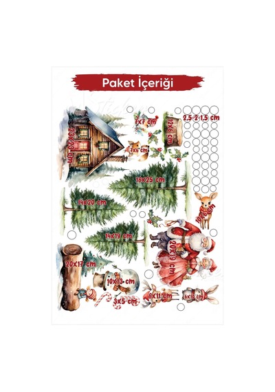 Santa & Kış Masalı Çift Taraflı Cam Sticker Seti Büyük Boy Figürlü Yılbaşı Dekoru Dijital Baskı