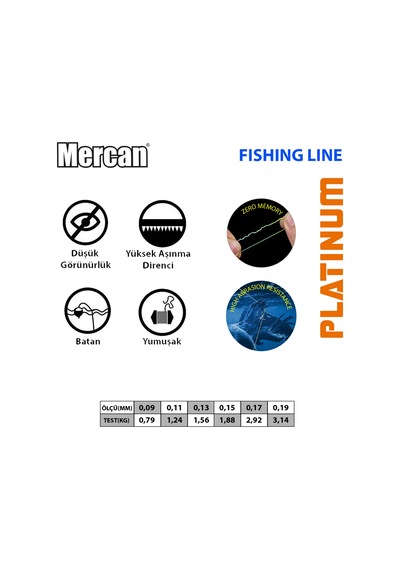 Mercan Platinum (Özel )Çapari Köstek Misinası 0.100 KG