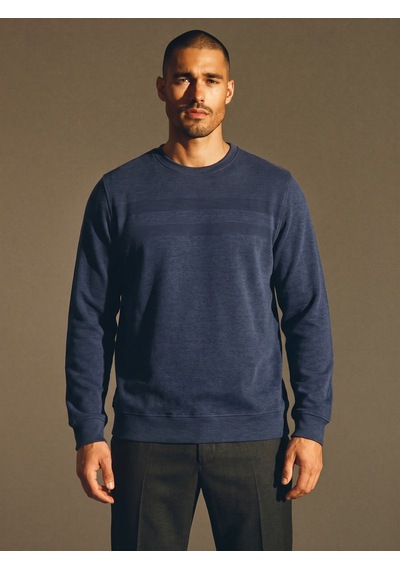 Maccali Erkek Mavi Büyük Beden Pamuklu Kışlık Desenli Sweatshirt