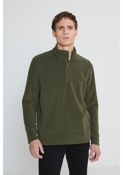 George Henry Anti-pilling Tüylenme Yapmayan Standart Fit Bato Yaka Soğuk Geçirmez Sweatshirt Polar Haki
