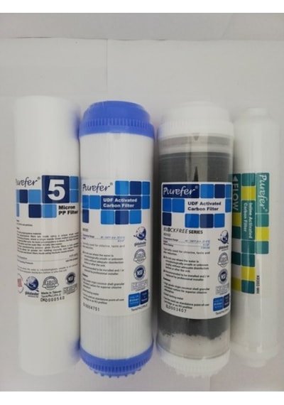 Purefer Açık Kasa Su Arıtma Cihazı Çift Carbonlu 4 Lü Set