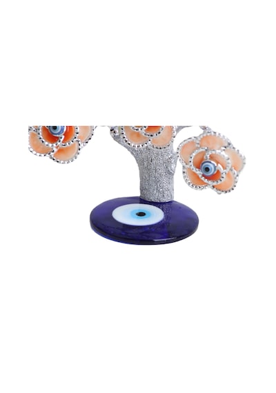 Feng Shui Nazar Boncuğu Çiçeği Hayat Ağacı Biblo Servet Çakra Şans Ağacı Mavi Göz Gül Ağacı 15 Cm. 00775188
