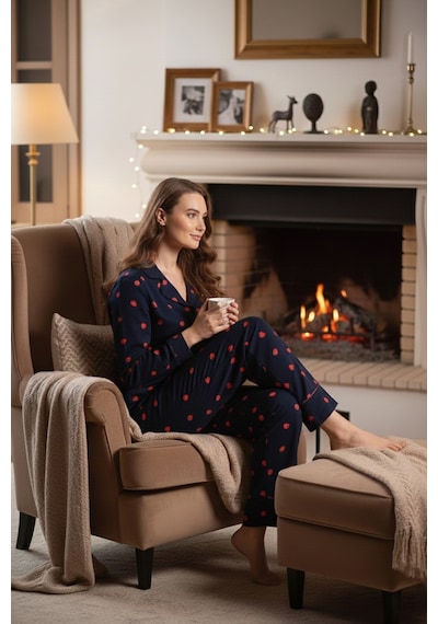 Lela Reguar Fit Yumuşak Dokulu Bayan Pijama Takımı 611Pt288Y Lacivert Lela Reguar Fit Yumuşak Dokulu Bayan Pijama Takımı 611Pt288Y Lacivert