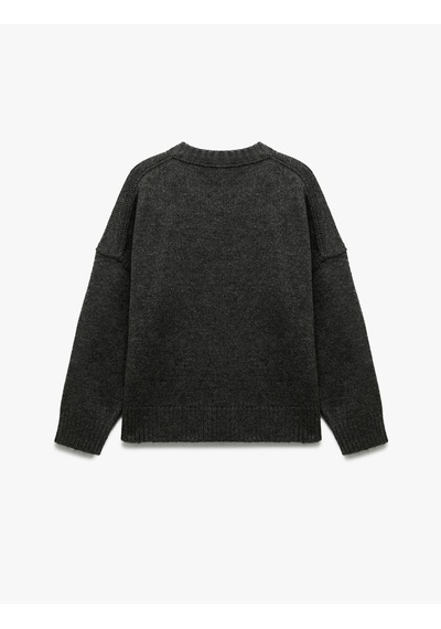 Koton Uzun Kollu Bisiklet Yaka Triko Oversize Kazak Antrasit 6wak90177ht Antrasit