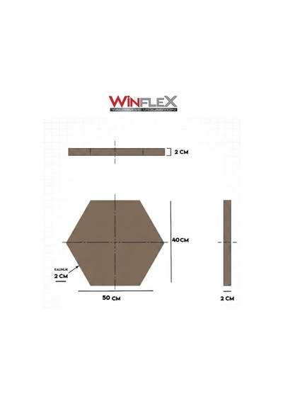 Winflex 40x50cm Altıgen Kumaş Kaplı Akustik Panel 1 Adet Mavi