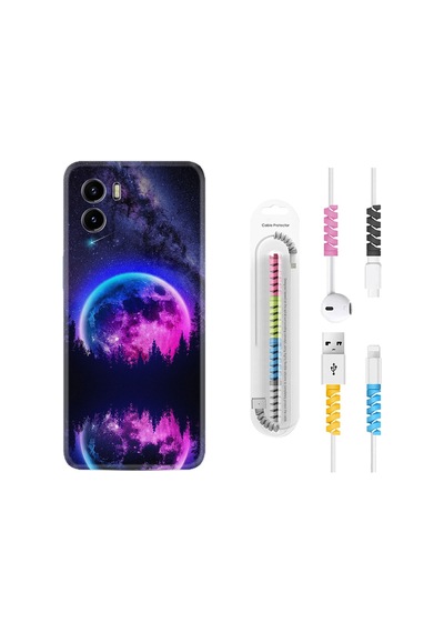 Vivo Y15S Kılıf Kablo Koruyuculu Star Planet 1652