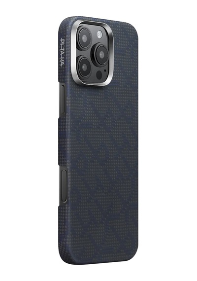 Apple Uyumlu iPhone 16 Pro Max Magsafe Özellikli Kılıf Aramid Fiber Pitaka Tactile Woven Monogram Serisi Siyah