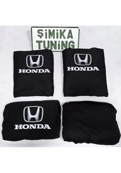 Honda Siyah Otomobil Servis Kılıfı 1.kalite Penye Kumaş Ön Arka Takım 4 Parça Arka Logolu Yikanabi 1 Takım