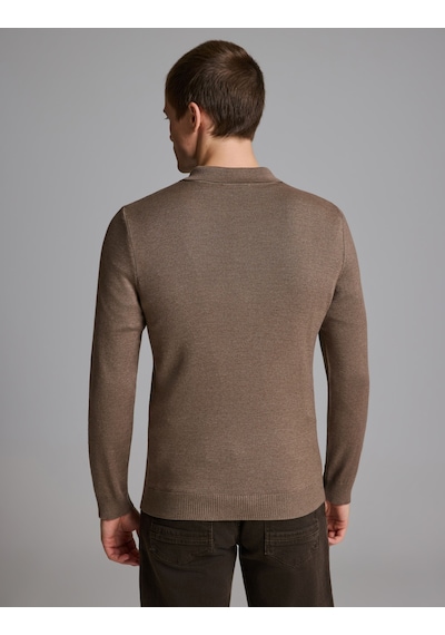 Pierre Cardin Vizon Melanj Slim Fit Düğmeli Polo Yaka Basic Triko Kazak 50333894-vr174 Çok Renkli