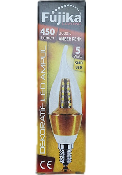 Fujika 5W 230V 3000K E14 Kıvrık Uçlu Led Buji Ampul