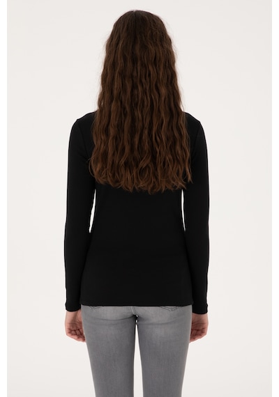 U.S. Polo Assn. Kadın Siyah Slim Bisiklet Yaka Basic Sweatshırt 50315419-VR046