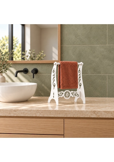 Metal El Havluluğu, Ayaklı Banyo Havluluk Standı, 4 Renk Seçeneği Beyaz