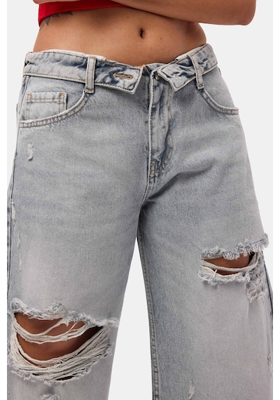 Itsbasic Kadın Kot Rengi 12s6-159 Straight Fit Maxi Bermuda Denim Şort Çok Renkli